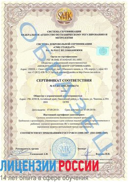 Образец сертификата соответствия Кемерово Сертификат ISO 22000